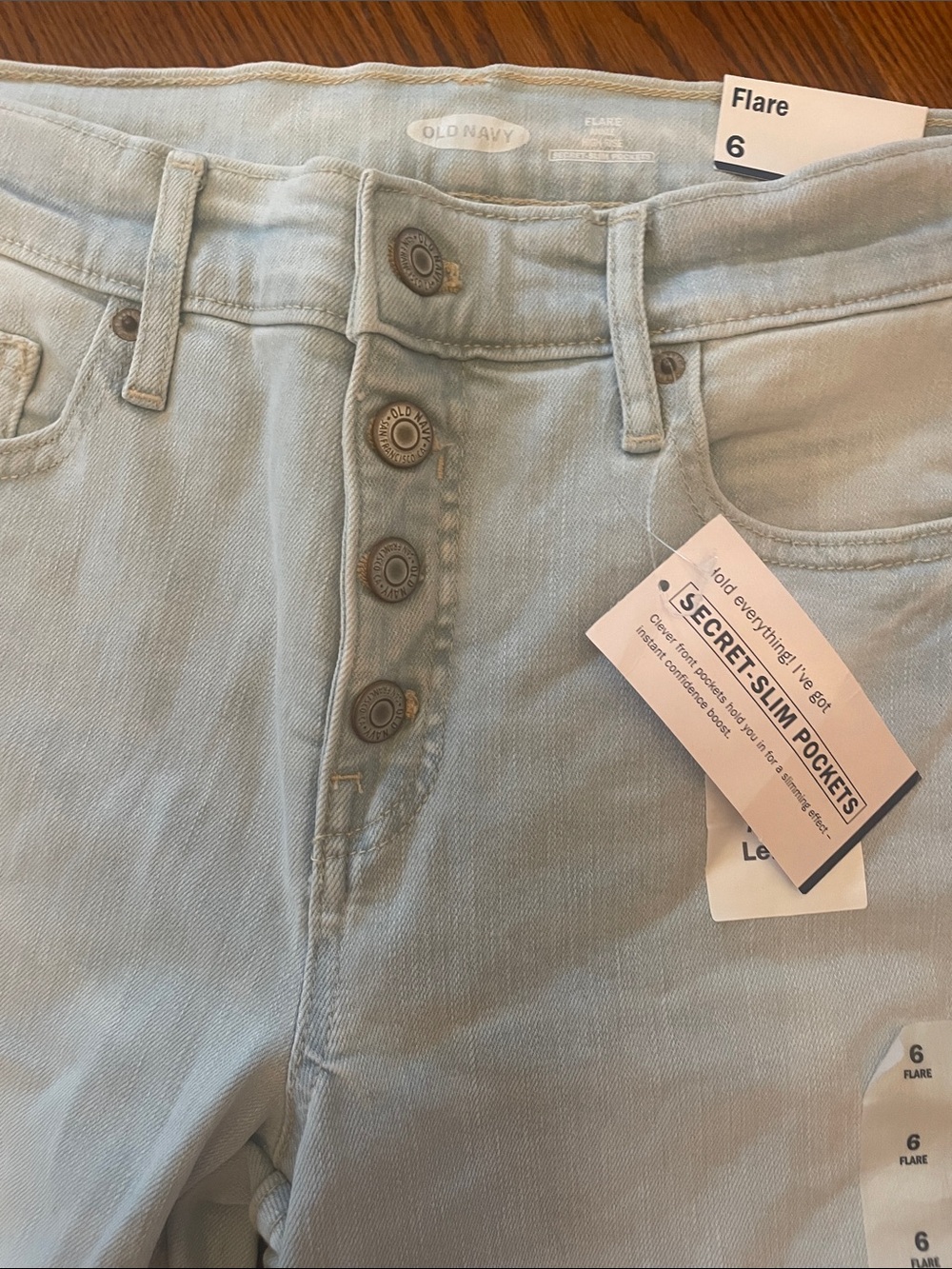 Old Navy Light Blue Flare Jeans with Button Fly